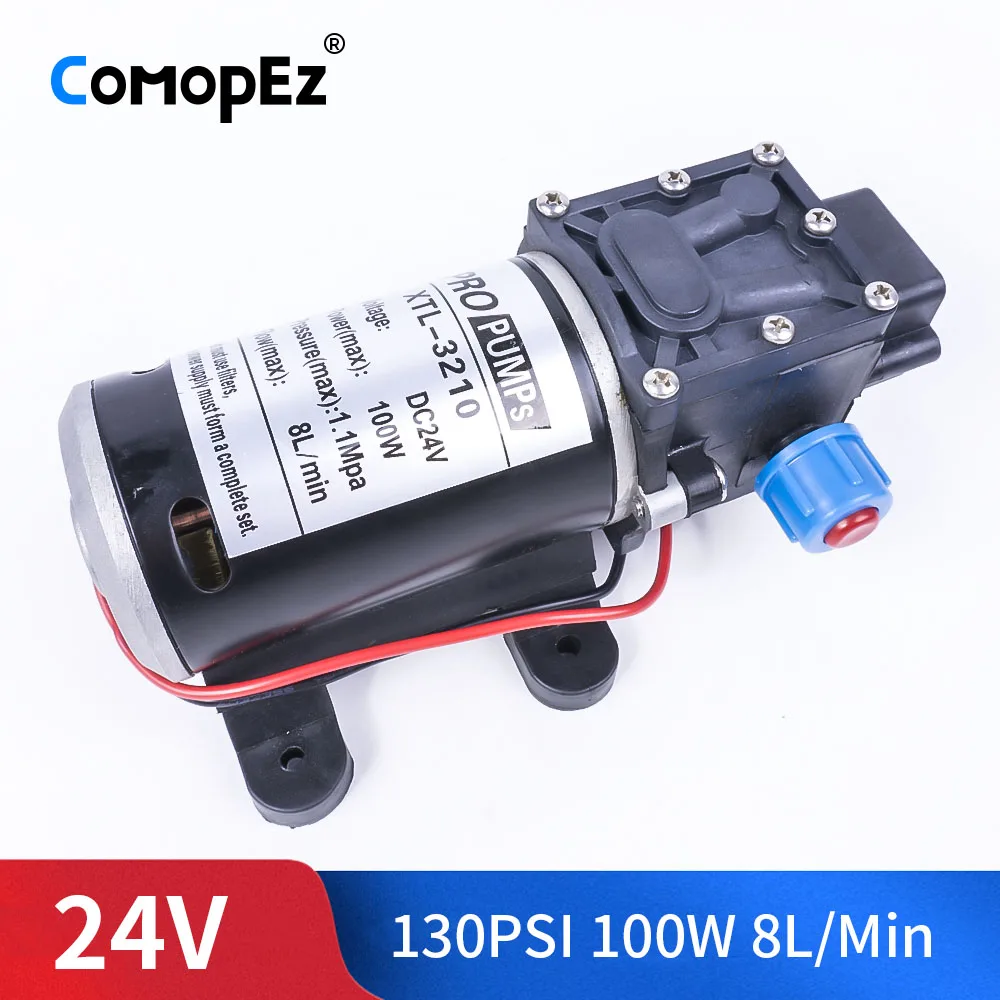 

DC 24V 100W 130PSI 8L / Min Water High Pressure Diaphragm Pump Self-Priming Pump Automatic Switch For Garden Wagon Camper