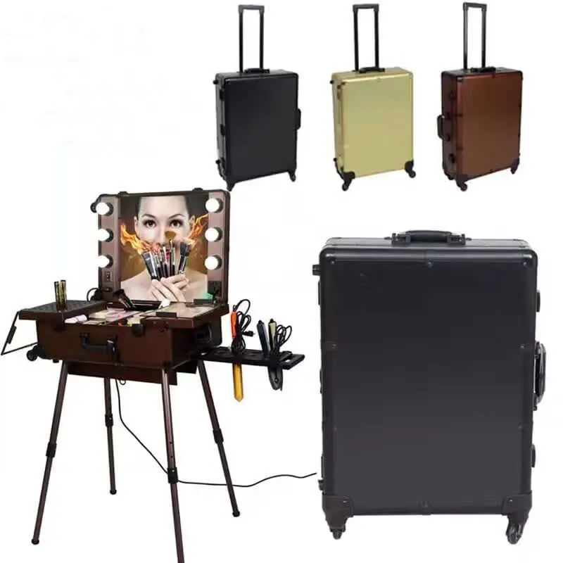 2017 Professional Makeup Box with LED Lights Lighted Beauty Box with