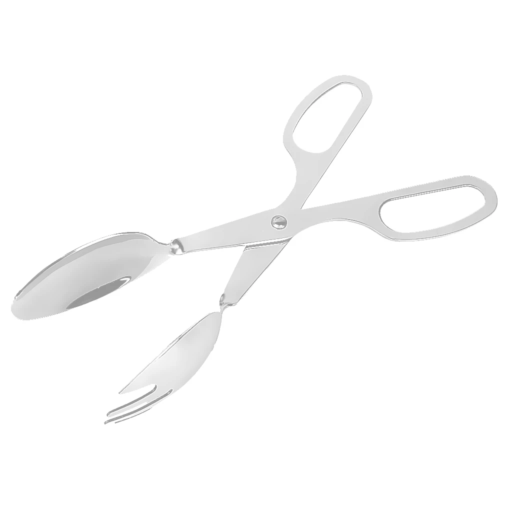 Stainless Steel Salad Tongs Egg Clip Kitchen Tool Serving Spoon Fork