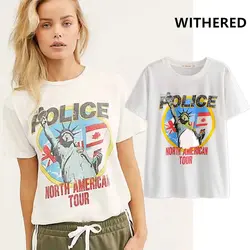 Винтажная футболка из чистого хлопка с круглым вырезом и принтом статуи Свободы Женская Футболка harajuku camisetas verano mujer 2019