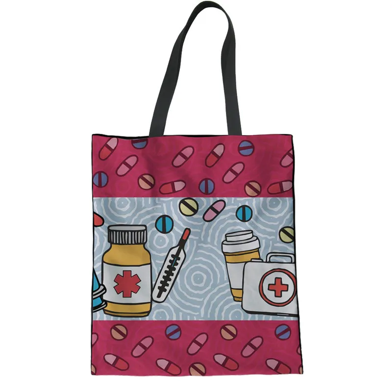 

THIKIN Cute Handbags for Women Pharmacist Pattern Girls Daily Use School Shoulder Bag Students Brand Travel Beach Bags Customize