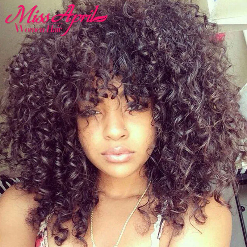 

Afro Kinky Curly Synthetic Wigs With Bangs Short Black Wigs Pelucas Pelo Natural Heat Resistant Synthetic Hair Wigs For Women