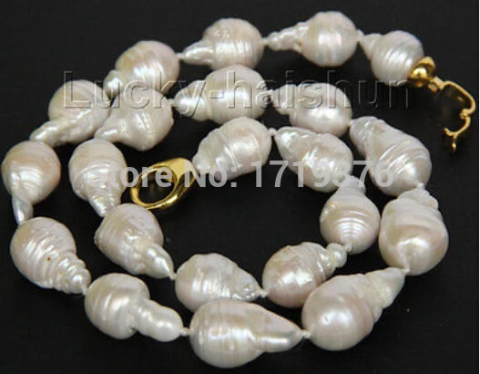 

Free shipping >>@ > 17 inch baroque white Reborn keshi pearls necklace