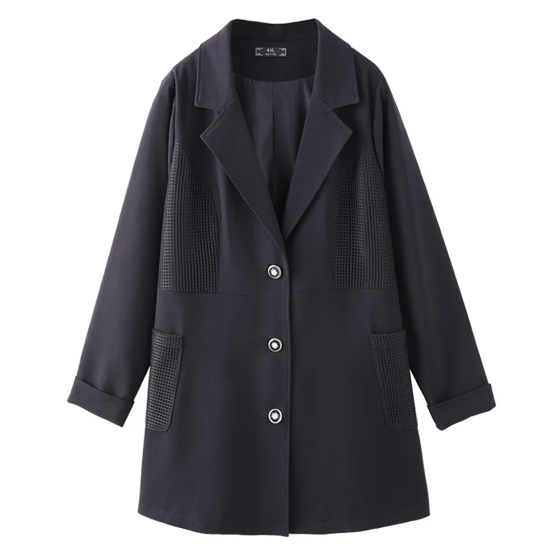 TUHAO размера плюс 10XL 9XL 8XL Женский блейзер с длинным рукавом черный офисный женский костюм Свободное пальто Женская куртка топы 6XL 5XL Базовые Куртки - Цвет: Черный