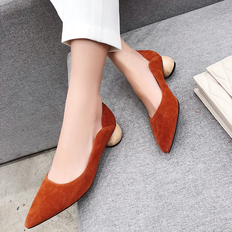 ISNOM/Необычные деревянные туфли-лодочки на каблуке; женская обувь с ...