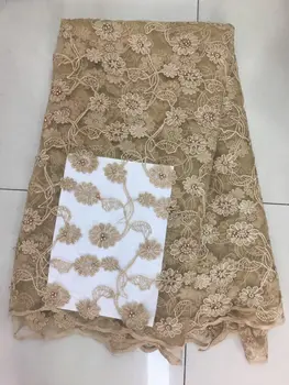 

2019 French Embroidered Mesh Lace Fabric beads African Lace Fabric High Quality Guipure Lace For Nigeria Lace Wedding