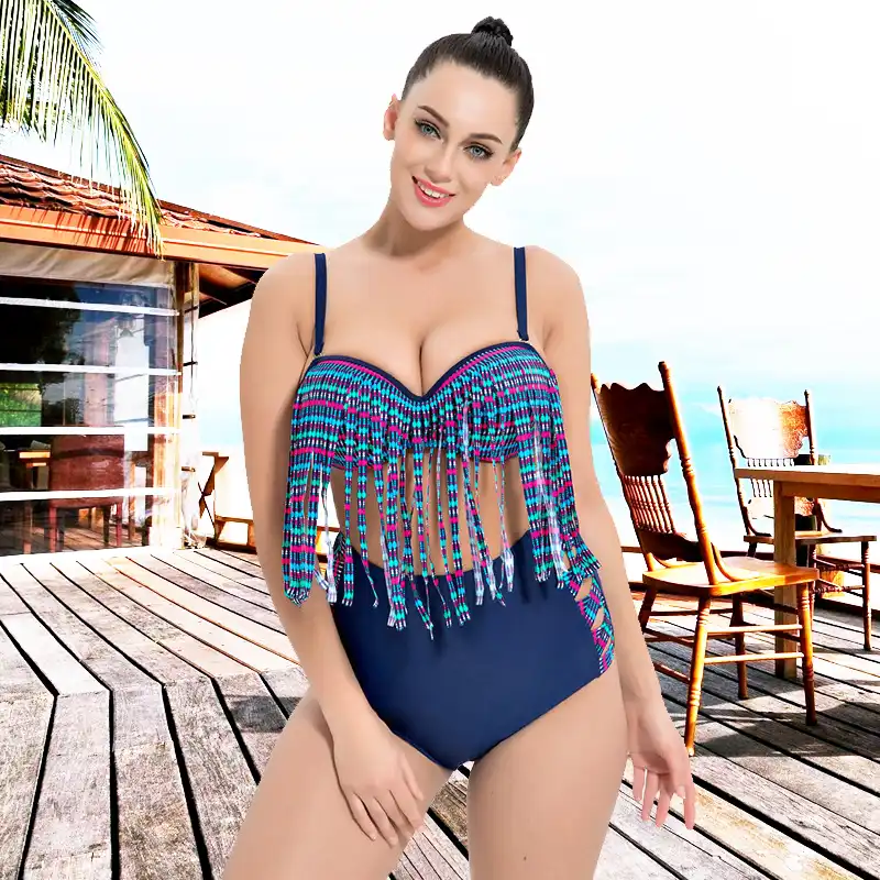 2 piece fringe bathing suit