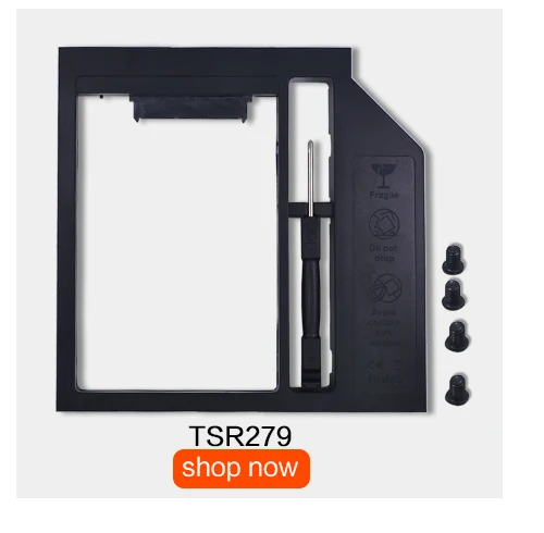 TISHRIC Универсальный Пластик 2nd HDD Caddy 12,7 мм SATA 3,0 для 2,5 ''7/9/12,5 мм SSD Коробка Чехол Корпус адаптер DVD-ROM Optibay