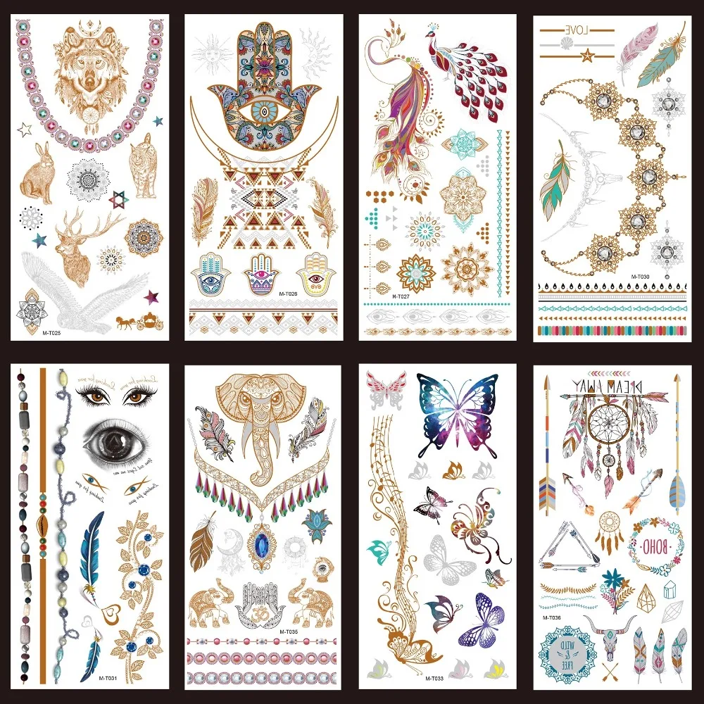 Wholesale Metallic Waterproof Arm Body Tattoo Sticker LH/MT 10*21CM