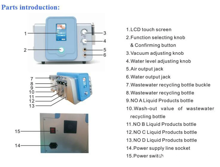 Touch Screen 2 In 1 Diamond Microdermabrasion Hydra Dermabrasion Hydrafacial Water Oxygen Jet Peel Facial Machine With Four Cleaning Bottle (9)