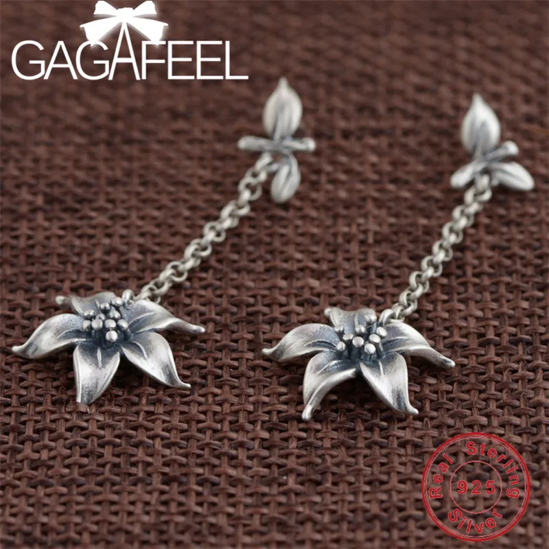 Женские серьги подвески GAGAFEEL в виде цветка из стерлингового серебра S925 пробы