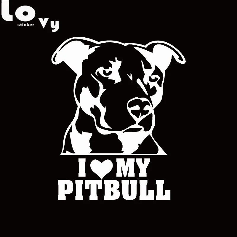 Креативная виниловая Автомобильная наклейка с надписью «I LOVE MY PITBULL», оконный бампер с изображением собаки из мультфильма, наклейка на автомобиль с изображением животных