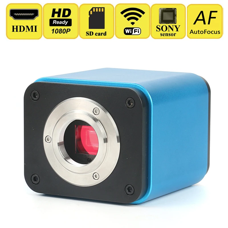 Автофокус 1080p HD HDMI WIFI промышленный видеомикроскоп камера SONY Датчик IMX185 SD карта