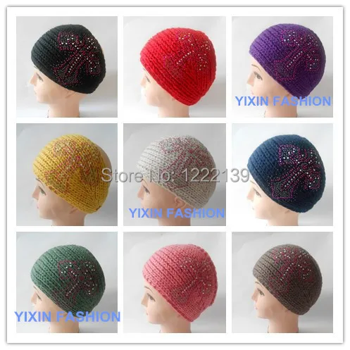 

NEW Fashion Big Size Knitted Cross Headband DECORATED Rhinestone Handmade Crochet Hairband Headwrap