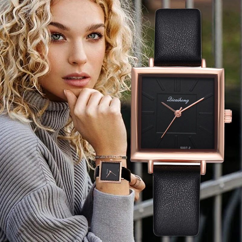 

Women Bracelet Square Watch Female Contracted Leather Crystal Wristwatches Women Dress Ladies Quartz Clock Relogio Feminino Gift