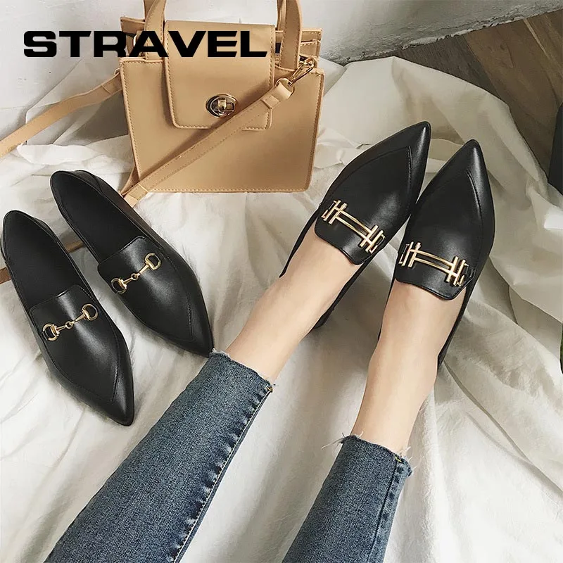 

Women Flat Shoes Pointed Toe Shoes Slip-On Shoes Patent Leather Low Cutter Lady Black Flattie