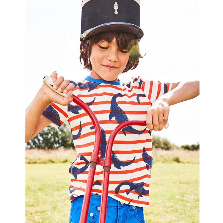 Boys Tops Summer 2017 Brand Children T shirts Boys Clothes Red stripes Shirt Fille 100 Cotton