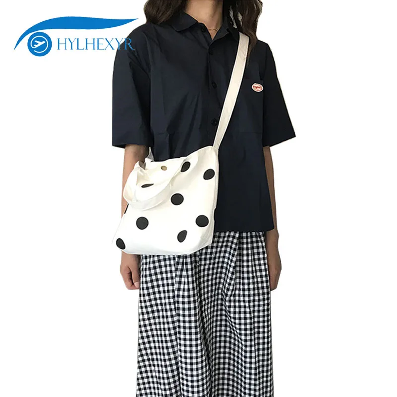 

Hylhexyr Women's Tote Wave Point Canvas Bags Casual Diagonal Package Ladies Handbags Cotton Crossbody Shoulder Messenger Bag