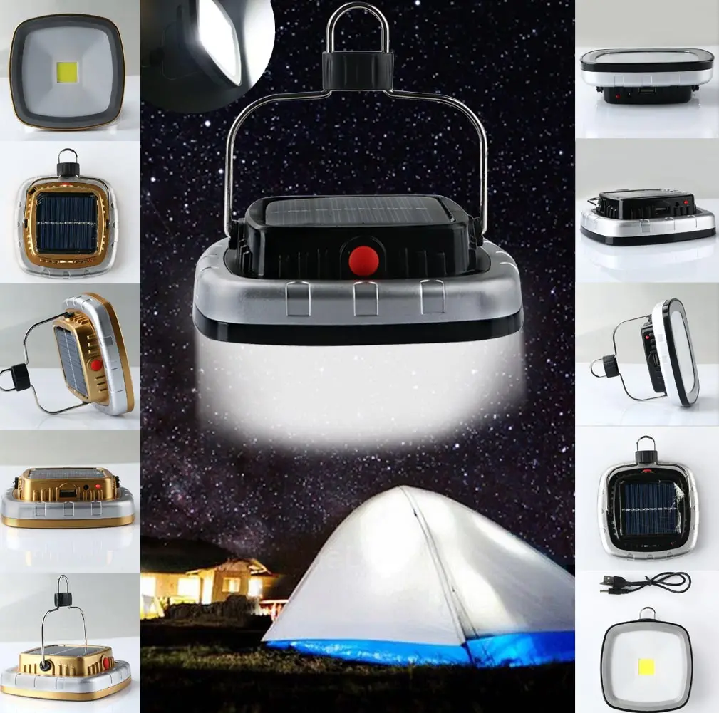 Portable 300LM 3W Rechargeable Solar Powered COB LED Light Lantern USB