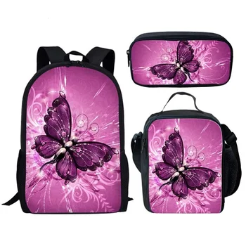 

3PCS/Set Kids School Bag Set Butterfly School Backpack for Girls Schoolbag Backpack Student Shoulder Bag custom Mochilas