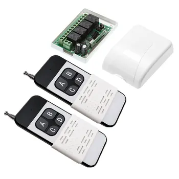 

Wireless DC 12V 4Ch Module Learning Switch Long Shaped & 2pcs Push Cover Lid 4-Button Remote Controller Set