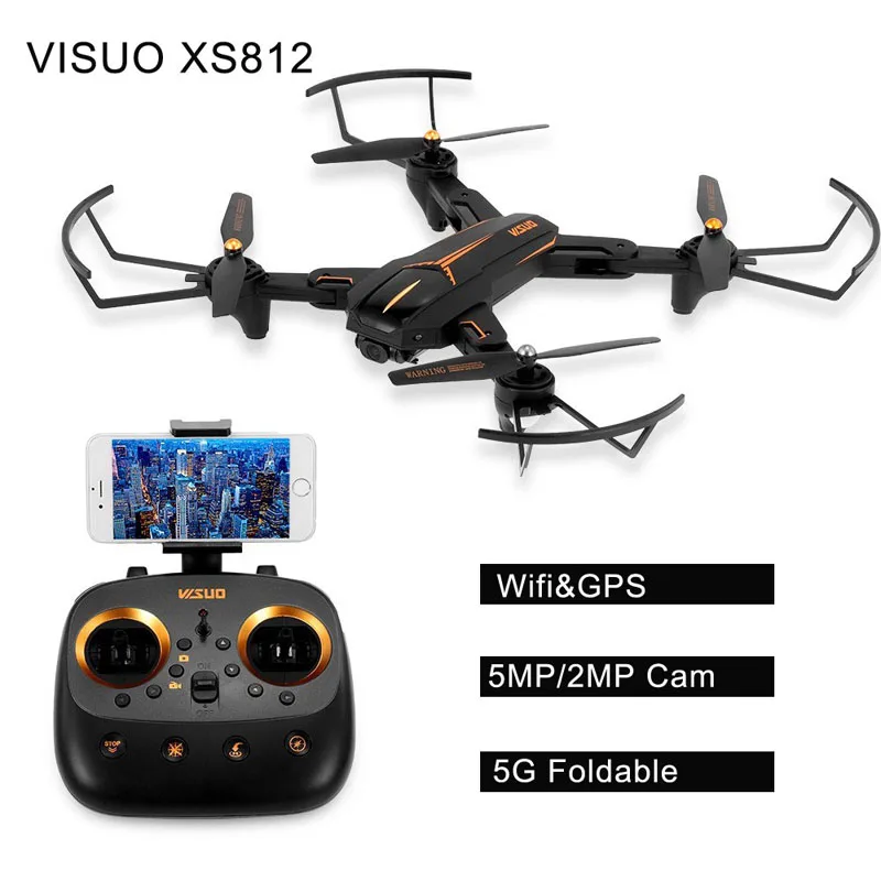 

2018 New Hot VISUO XS812 GPS 5G WiFi FPV 2MP / 5MP HD Camera 15mins Flight Time Foldable RC Drone Quadcopter RTF