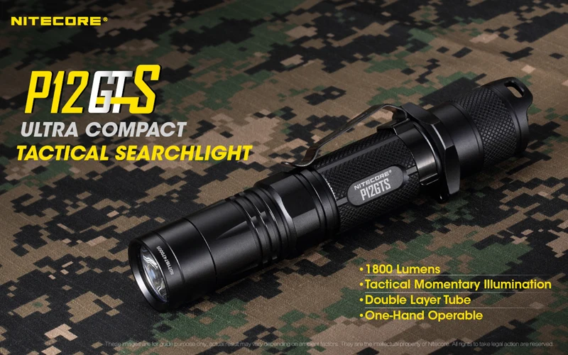 Nitecore P12GTS CREE XHP35 HD светодиодный фонарик 1800 Люмен Ультра Компактный Тактический без батареи