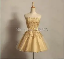 New Golden Modische ballkleid spitze tüll Cocktailkleider 2017 Kurze Party Kleider