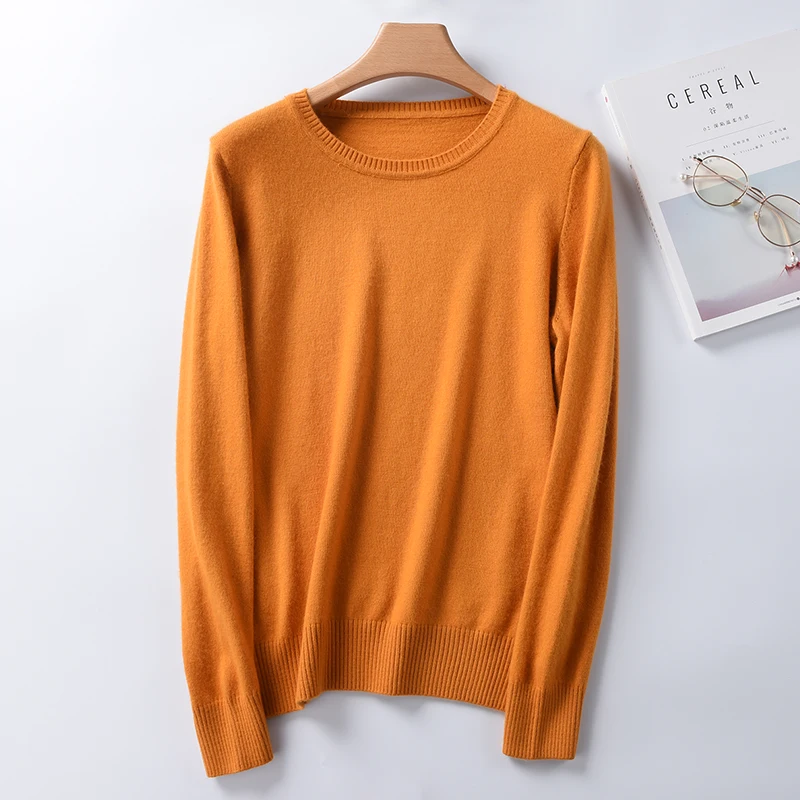 

SZDYQH 2019 Autumn Winter Women O-neck Solid color Casual Sweater Outerwear Pullovers Knit Cashmere Sweater Women's Clothes