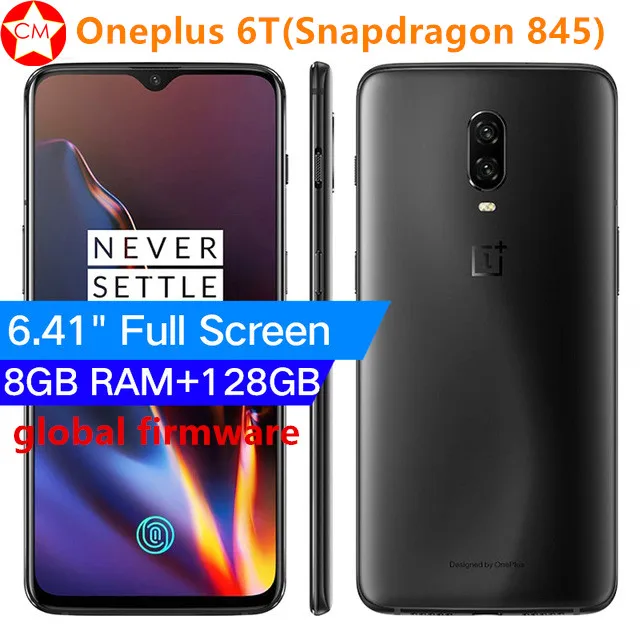 Глобальная прошивка Oneplus 6T 8 ГБ ОЗУ 128 Гб ПЗУ Snapdragon 845 мобильный телефон Двойная камера s 6,4" Двойная камера 20 Мп+ 16 МП разблокировка экрана