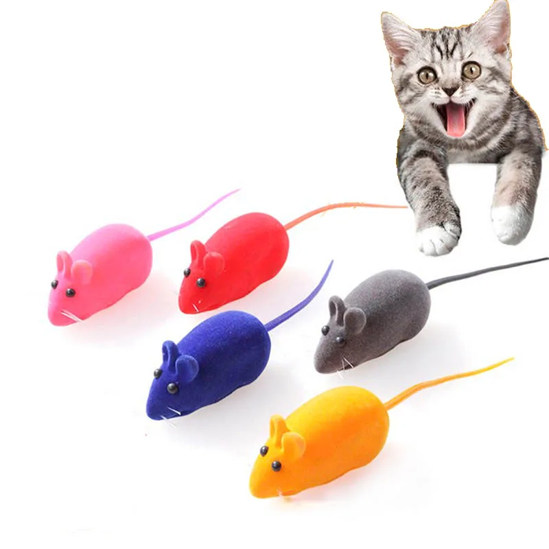 2x Hot Pet Toys Mouse Cat Dog Play Toys Flocking Simulation Squeak Sound Rat US 