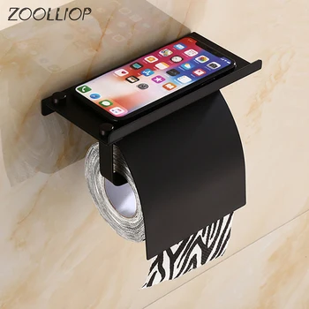 

Concise Wall Mount Toilet Paper Holder Bathroom 4 Color Fixture Stainless Steel Roll Paper Holders with Phone Shelf With baf