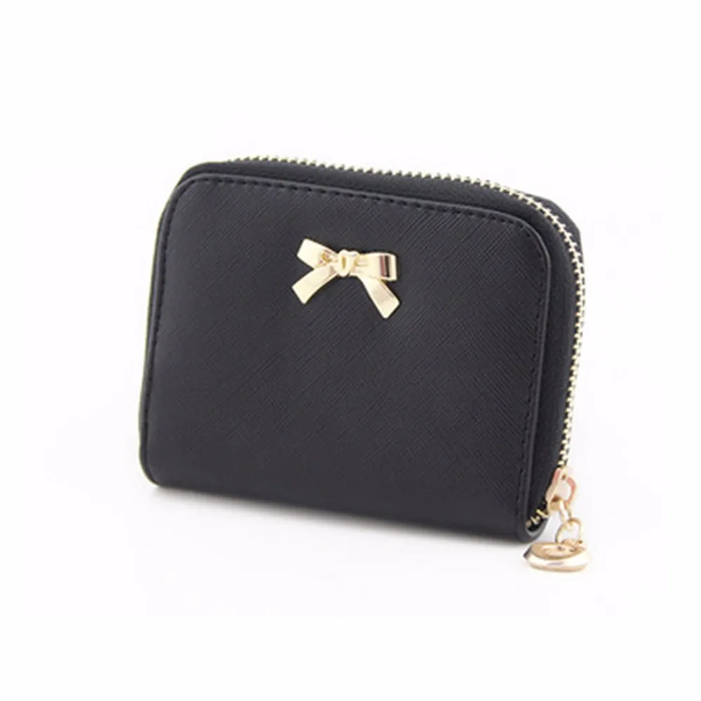 

Fashion Bowknot Wallet Women Girls PU Leather Zipper Short Cluth Ladies Casual Handbag Coin Purse Wallets Female Card Holder #Z