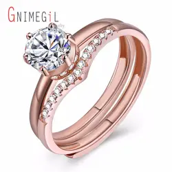 GNIMEGIL Классический ювелирный 925 пробы Серебряные кольца золото/серебро Цвет Кристалл Кольца для Для женщин свадебные подарок для невесты