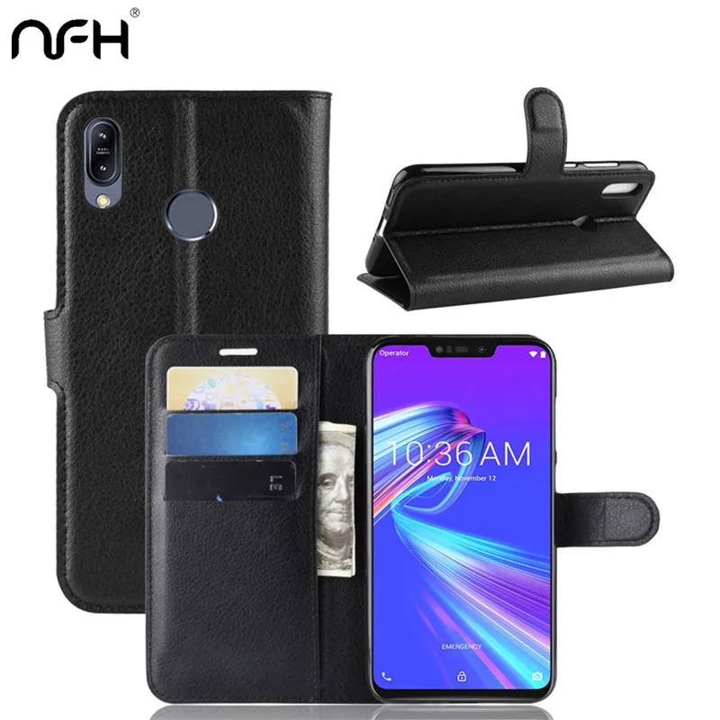 

Luxury Lychee Print PU Leather Case For Asus Zenfone Max Pro M2 ZB631KL ZB633KL ZB 631KL ZB 633KL Flip Stand Wallet Phone Shell