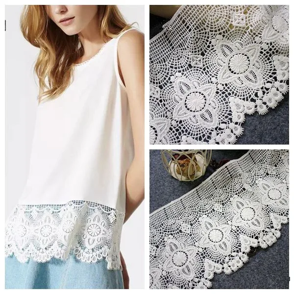 

17cm Diy Handmade Patchwork Cotton Embroidered Lace Ribbon White Color Cotton Lace Trim Dress Garment accessorie