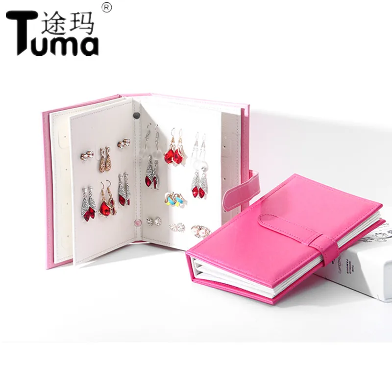 

2019 Pu Leather 42 Pairs Stud Earrings Collection Jewelry Book Portable Jewelry Page Jewel Display Creative Jewelry Storage Box