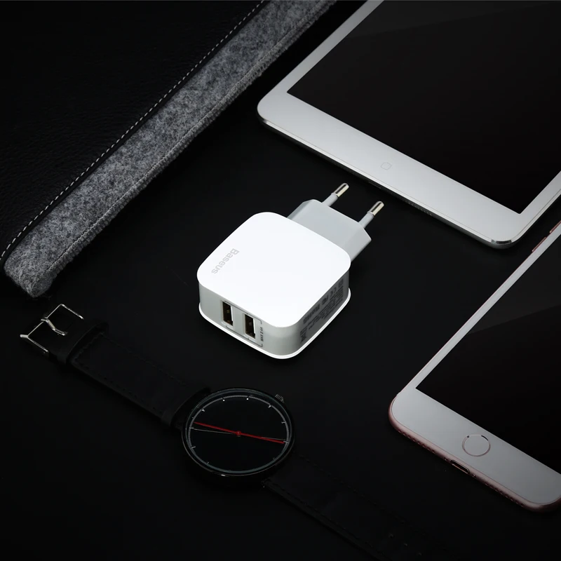 Зарядное устройство Baseus Dual USB для iPhone, быстрая зарядка, USB разъем, турбо, настенное зарядное устройство для samsung Xiaomi Mi, адаптер зарядного устройства для мобильного телефона