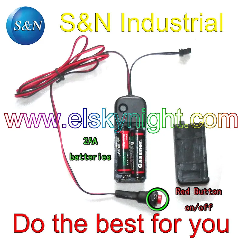 

EL inverter + long strip button switch 3V2AA battery case for 5 meters el wire using for tron dancing,advertising and display