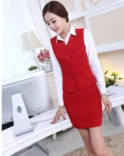 New Fashion Slim Uniform Design 2015 Spring Autumn Business Work Suits Vest Skirt Ladies Office Uniforms