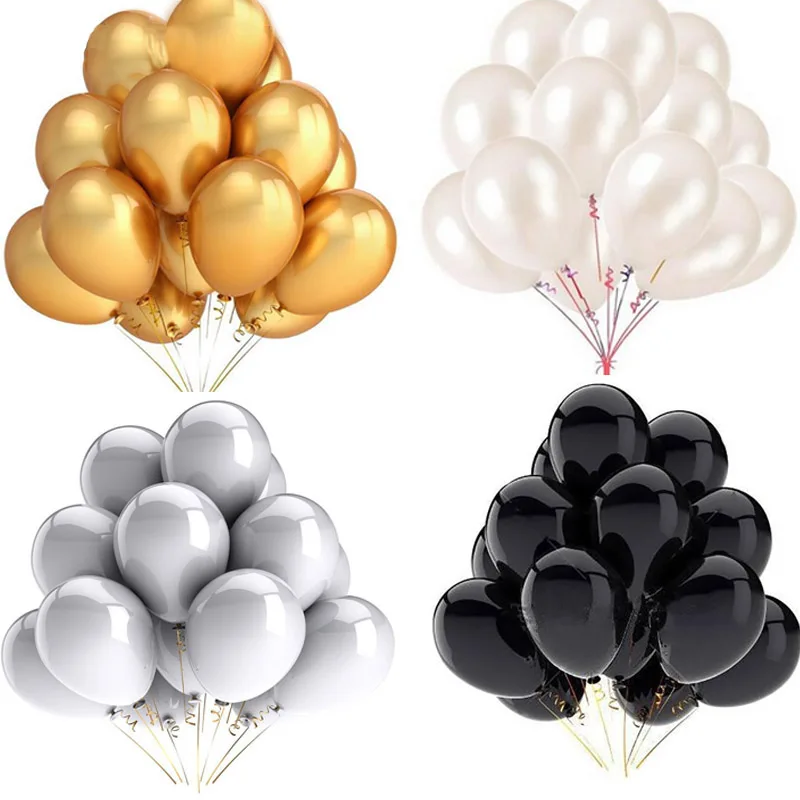 

15pcs/lot 2.2g 10inch Pearl Gold Silver Black Latex Balloons Birthday Wedding Party Decor Air Helium Globos Kids Gifts Supplies