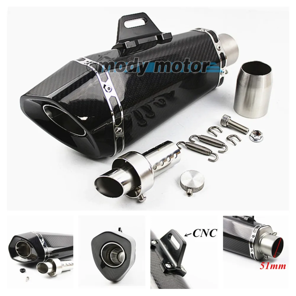 

51mm motorcycle Exhaust muffler carbon fiber pipe with removable db killer Racing sport motorBike for ktm du 390 nc700x z650