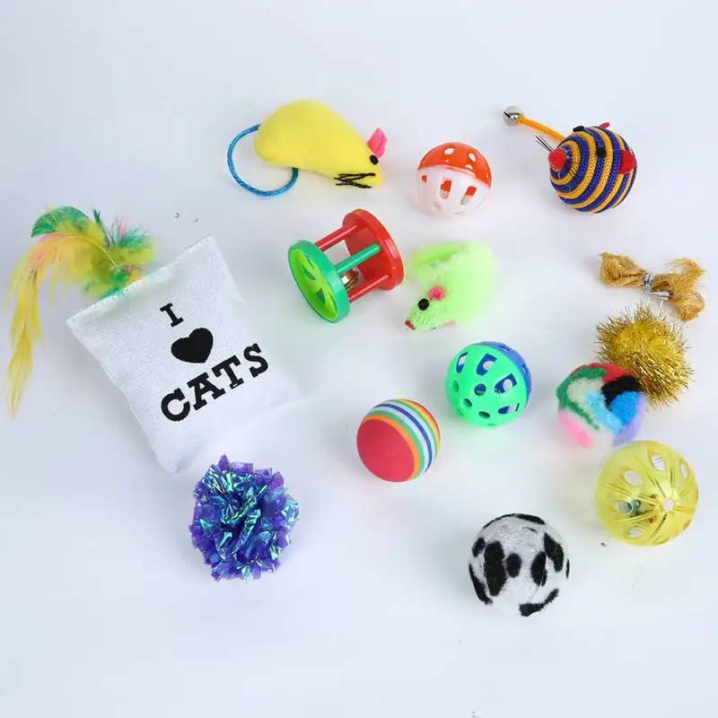 

10 Variety Small Mini Playing Mouse Toys Gift for Cats Dogs Kitten Value Pet Toys Packs,Mouse,Ball,Socks