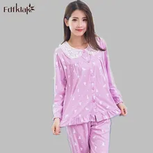 M L XL XXL 3XL плюс Размеры Демисезонный Для женщин Пижама; пижама с длинными рукавами из хлопка Для женщин Пижама Ночное белье комплекты домашней одежды E1145