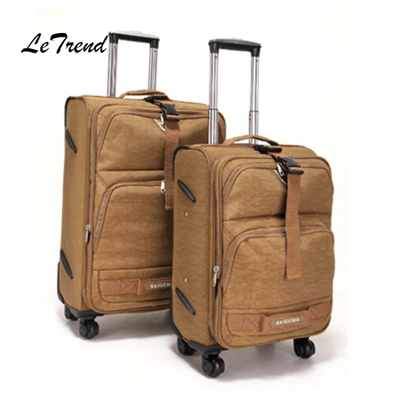 Letrend Men Oxford Rolling Luggage Spinner Business Trolley Women