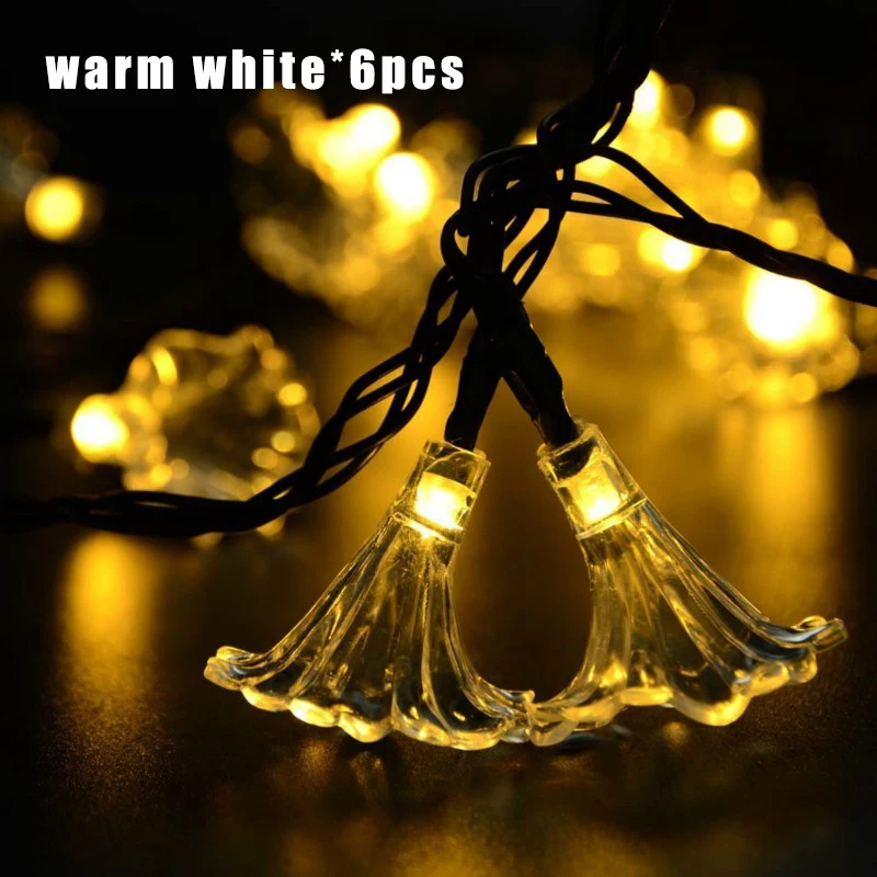 Solar Power Morning Glory String Lights High Brightness Decoration for Hotel Garden Party 2019ing - Испускаемый цвет: 6pcs  warm white