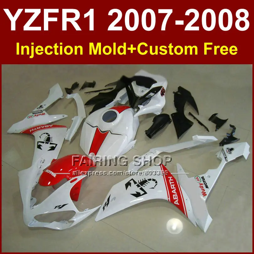 Motorcycle black scorpion fairings set for YAMAHA YZFR1 2007 2008 YZF R1 YZF1000 YZF 1000 07 08 Injection fairing kit R1 YY6T