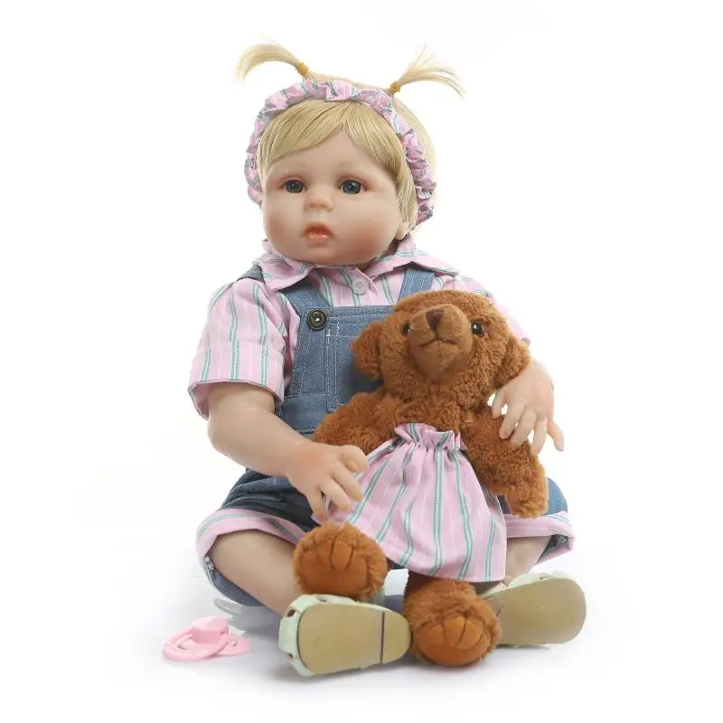 

cute blue eyes Silicone Reborn Baby girl Doll 48cm Lifelike small princess lol Boneca Reborn Brinqudos For Kids Gift Bedtime toy