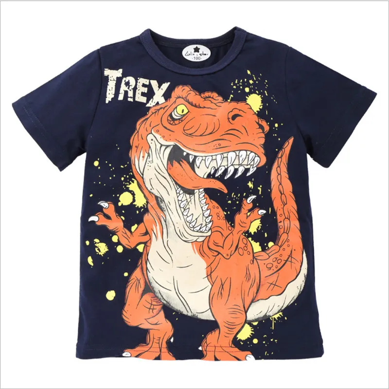 Новая Стильная хлопковая футболка с пайетками и динозавром Юрского периода для мальчиков, футболка с пайетками для мальчиков, подарки для детей 2, 3, 4, 5, 6, 7, 8 лет - Цвет: E