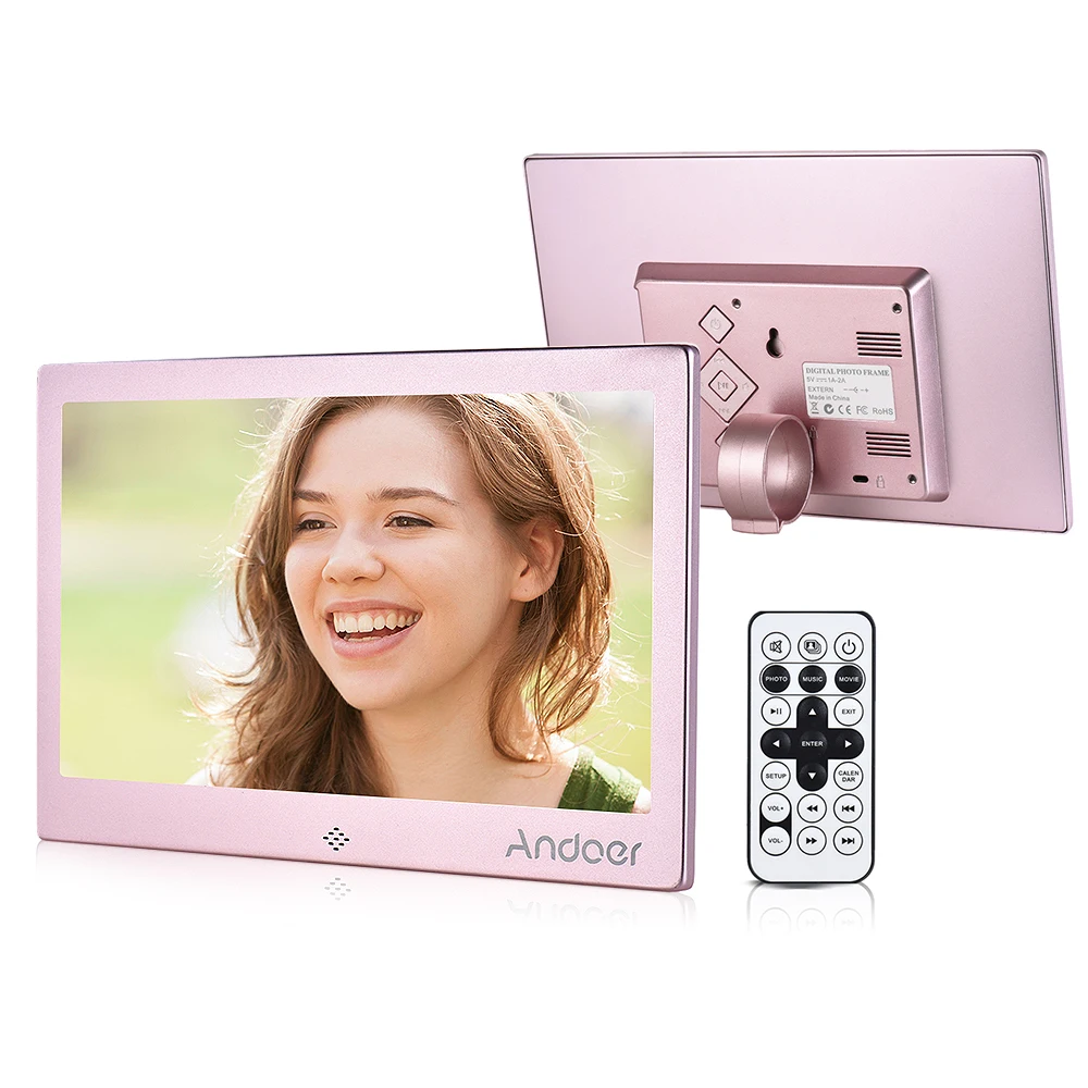 Andoer 1" LED Фоторамки 720 P видео/музыка/Календари/часы/TXT плеер 1024*600 разрешение металла Рамки w/Дистанционное управление - Цвет: Pink